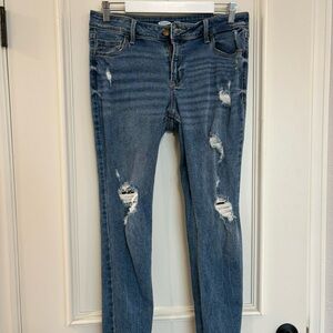 Distressed Blue Jeans